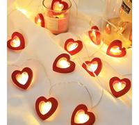 Spiritzohic Warm White Heart String Lights, 3m 20 PCS Powered Fairy Lights for Valentine's Day Wedding Mother's Day Anniversary Decor, Indoor Decorative String Lights -Red