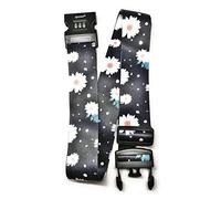 SpiriuS Floral Daisies Travel Luggage Straps Adjustable Suitcase Safety Combination Lock Buckle Belt (Daisies in Black)