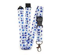 SpiriuS Lanyard Neck Strap for id Card Badge Holder with Safety Clip Breakaway 2cmx43cm Original Design (Multi White Stars)