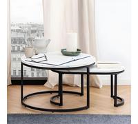 Spiro Coffee Table - White Marble Effect - Set of 2