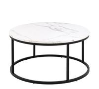 Spiro Coffee Table with White Marble Melamine Top & Black Legs Furniture To Go White One Size