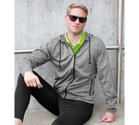 Spiro Fitness Men's Hooded Tee-Jacket | Lightweight Full Zip Hoodie | Grey Marl | S-3XL