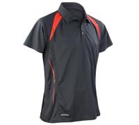 Spiro Mens Sports Team Spirit Performance Polo Shirt (2XL) (Black/Red)