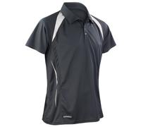 Spiro Mens Sports Team Spirit Performance Polo Shirt (4XL) (Black/White)