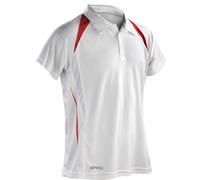 Spiro Men's Team Spirit Polo T-Shirt - White/Red, Medium