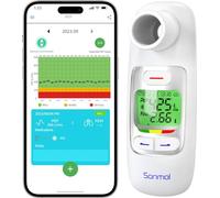 Spirometer with Risk Indicator & 300 Records Storage Function, Portable Peak Flow Meter Tests PEF & FEV1, Asthma COPD & Other Lung Conditions Monitor for Kids Adults, Free Tracking App with Bluetooth