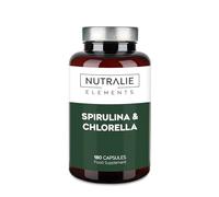 Spirulina and Chlorella Capsules - 1800mg - Detox Energy Strength Satiating - Vegan Rich in Protein & Vitamins - Organic Superaliment - 180 Capsules 100% Vegan - Nutralie