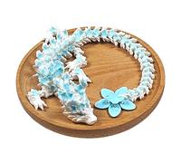 SpirWoRchlan 3D Printed Cherry Blossom Dragon, 11.8in Realistic Articulated Dragon Fidget Toy, Desk Décor and Collectible 3D Printed Animals Toy Light Blue
