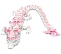 SpirWoRchlan 3D Printed Cherry Blossom Dragon, 11.8in Realistic Articulated Dragon Fidget Toy, Desk Décor and Collectible 3D Printed Animals Toy Pink