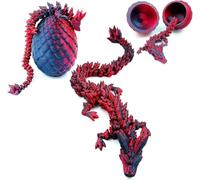 SpirWoRchlan 3D Printed Dragon Egg, Mystery Articulated Crystal Dragon Egg Fidget Toys, 3D Print Surprise Animals Toy for Kid Teen Boy Girls, 3D Printed Dragon-Egg with Dragon-Inside Black Red