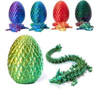 SpirWoRchlan 3D Printed Dragon in Egg - Dragon Egg - Fully Articulated Crystal Dragon with Egg - Flexible Joints for Home Office Decor and Executive Desk Toys (Laser Yellow Green), SP546HGRHYT87