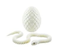 SpirWoRchlan 3D Printed Snake Egg, Mystery Articulated Crystal Snake Egg Fidget Toys, 3D Print Surprise Animals Toy for Kid Teen Boy Girls, 3D Printed Snake-Egg with Snake-Inside White