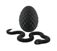 SpirWoRchlan 3D Printed Snake Egg, Mystery Articulated Crystal Snake Egg Fidget Toys, 3D Print Surprise Animals Toy for Kid Teen Boy Girls, 3D Printed Snake-Egg with Snake-Inside Black