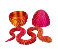 SpirWoRchlan 3D Printed Snake Egg, Mystery Articulated Crystal Snake Egg Fidget Toys, 3D Print Surprise Animals Toy for Kid Teen Boy Girls, 3D Printed Snake-Egg with Snake-Inside Red