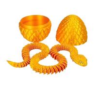 SpirWoRchlan 3D Printed Snake Egg, Mystery Articulated Crystal Snake Egg Fidget Toys, 3D Print Surprise Animals Toy for Kid Teen Boy Girls, 3D Printed Snake-Egg with Snake-Inside Gold