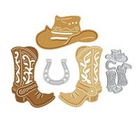SpirWoRchlan Cutting Dies, Cowboy Boots Hat Metal Cutting Dies DIY Scrapbooking Embossing Paper Cards Album Stencil Craft Decor Tool Xmas Gift