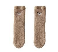 SpirWoRchlan Fluffy Socks for Women Bed Socks Cute Bear Ladies Slipper Socks Soft Fuzzy Socks Winter Comfy Warm Socks for Women and Girls Christmas Stocking Fillers Gifts Coffee