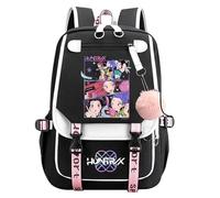 SpirWoRchlan H unters School Backpack, Multi-Pocket Nylon Travel Daypack, Anime College Rucksack Demon Cosplay Backpack for Fans (Black G)