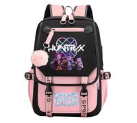 SpirWoRchlan H unters School Backpack, Multi-Pocket Nylon Travel Daypack, Anime College Rucksack Demon Cosplay Backpack for Fans (Pink B)