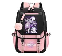 SpirWoRchlan H unters School Backpack, Multi-Pocket Nylon Travel Daypack, Anime College Rucksack Demon Cosplay Backpack for Fans (Pink D)