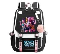 SpirWoRchlan H unters School Backpack, Multi-Pocket Nylon Travel Daypack, Anime College Rucksack Demon Cosplay Backpack for Fans (Black A)