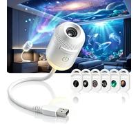 SpirWoRchlan HD Smart Dynamic 5D Holographic Night Light Projector | 360 Mini Ocean Galaxy Dream Projector | Starry Sky Projection Night Light | Plug-and-Play Star Lamp for Celling, with 6 Films