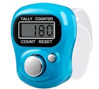 SpirWoRchlan LCD Display Digital Finger Tally Counter Clicker, Electronic Stitch Counter for Knitting, Crochet Row Counter Ring, Plastic Mini Manual Clicker Counter (Sky Blue)