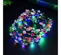 SpirWoRchlan LED Flower Crowns, 10 Light Up LED Flower Headbands, Lighted LED Flowers Headbands, Women's Headwear for Christmas, Halloween, Lighted Party, Wedding Decorations Multicolor