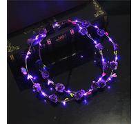 SpirWoRchlan LED Flower Crowns, Light Up LED Flower Headbands, Lighted LED Flowers Headbands, Women's Headwear for Christmas, Halloween, Lighted Party, Wedding Decorations, Party Favour Purple