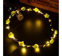 SpirWoRchlan LED Flower Crowns, Light Up LED Flower Headbands, Lighted LED Flowers Headbands, Women's Headwear for Christmas, Halloween, Lighted Party, Wedding Decorations, Party Favour Yellow