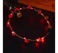 SpirWoRchlan LED Flower Crowns, Light Up LED Flower Headbands, Lighted LED Flowers Headbands, Women's Headwear for Christmas, Halloween, Lighted Party, Wedding Decorations, Party Favour Red