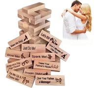 SpirWoRchlan Lust Tower Couples Games, Naughty Game for Adults, 48 Pieces Valentine Tumbling Tower Stacking Blocks Game, Stacking Wooden Block Games Gifts for Adults Night Party Games (A)