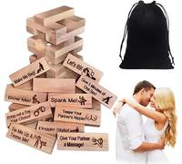 SpirWoRchlan Lust Tower Couples Games, Naughty Game for Adults, 48 Pieces Valentine Tumbling Tower Stacking Blocks Game, Stacking Wooden Block Games Gifts for Adults Night Party Games (B)