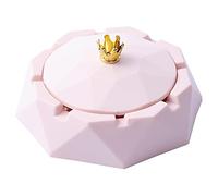 SpirWoRchlan Plastic Ashtray with Lids, Windproof, Cigarette-Ashtray for Indoor or Outdoor Use, Ash Holder for Smokers, Desktop Smoking-Ash Tray for Home Office Decoration Pink