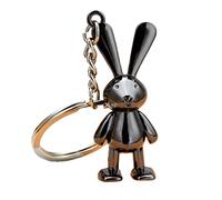 SpirWoRchlan Rabbit Keychain Cartoon Realistic 3D Bunny Keyring Car Key Holder Key Chain Key Ring Handbag Pendant Decor for Women Men 2023 New Year Gift Easter Gifts Black