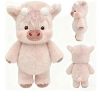 SpirWoRchlan Running Highland Cow Plush Toy, Shaking Interactive Moving Legs Desktop Fidget Sensory Toy, Stress Relief Little Cow Stuffed Animal for Autisms Kids Adults Office Bedroom Home Pink Cow