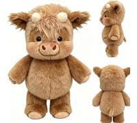 SpirWoRchlan Running Highland Cow Plush Toy, Shaking Interactive Moving Legs Desktop Fidget Sensory Toy, Stress Relief Little Cow Stuffed Animal for Autisms Kids Adults Office Bedroom Home Brown Cow