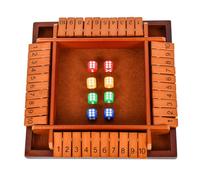 SpirWoRchlan Shut The Box Game 4 Player Wooden Table Games,Classic Dice Games,Travel Game,Wooden Math Traditional Pub Board Dice Game, Great Family Board Games Holiday Fun Game Light Brown One Size