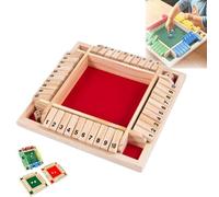 SpirWoRchlan Shut The Box Game 4 Player Wooden Table Games,Classic Dice Games,Travel Game,Wooden Math Traditional Pub Board Dice Game, Great Family Board Games Holiday Fun Game Red One Size