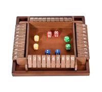 SpirWoRchlan Shut The Box Game 4 Player Wooden Table Games,Classic Dice Games,Travel Game,Wooden Math Traditional Pub Board Dice Game, Great Family Board Games Holiday Fun Game Dark Brown One Size