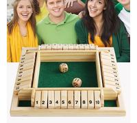 SpirWoRchlan Shut The Box Game 4 Player Wooden Table Games,Classic Dice Games,Travel Game,Wooden Math Traditional Pub Board Dice Game, Great Family Board Games Holiday Fun Game Green One Size
