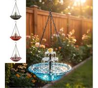 SpirWoRchlan Solar Cascade Hanging Bird Bath, Solar Bird Bath Fountain, Solar-Fountain for Bird-Baths, with Solar-Powered Water Pump, Decorative Garden Water Feature for Patio Porch Outdoor Blue