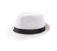 SpirWoRchlan Straw Fedora Hat for Men Panama Trilby Hat Short Brim Summer Sun Hat Straw Fedora Hat Mens Fedora Hats for Men Trilby Hat Sun Hat Panama Hat White
