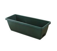 SpirWoRchlan Window Boxes Planters, 17Inch Large Herb Planters with Tray, Indoor Succulent Cactus Flowers Vegetable Plastic Rectangle Pots for Balcony, Office, Garden, Outdoor, Windowsill Army Green