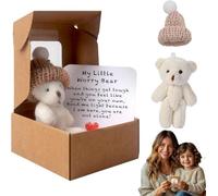 SpirWoRchlan Worry Bear Hug in a Box,A Little Pocket Bear Hug,Mini Worry Bears with Inspirational Card,Handmade Mini Plush Teddy Bears in Box,Bears Doll,Positive Gifts for Kids,Friends White