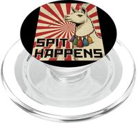 Spit Happens - Funny Retro Llama Propaganda Meme PopSockets PopGrip for MagSafe