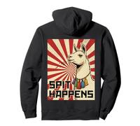 Spit Happens - Funny Retro Llama Propaganda Meme Pullover Hoodie