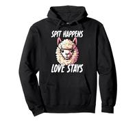 Spit Happens Love Stays Funny Alpaca Pullover Hoodie