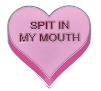 Spit In My Mouth Brooch Pink Heart-Shaped Enamel Lapel Pin Brooch Badge for Women's Shirt Sweater, Valentine's Day Fun Jewelry Gift for Friends
