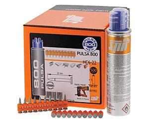 SPIT PULSA 057552 HC6 Pin Pack, High Performance Pins, Includes Gas, Suitable for Steel and Concrete, 22mm, Pack of 500